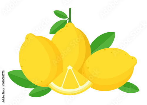 Whole and slice lemon citrus border divider decoration clipart flat illustration