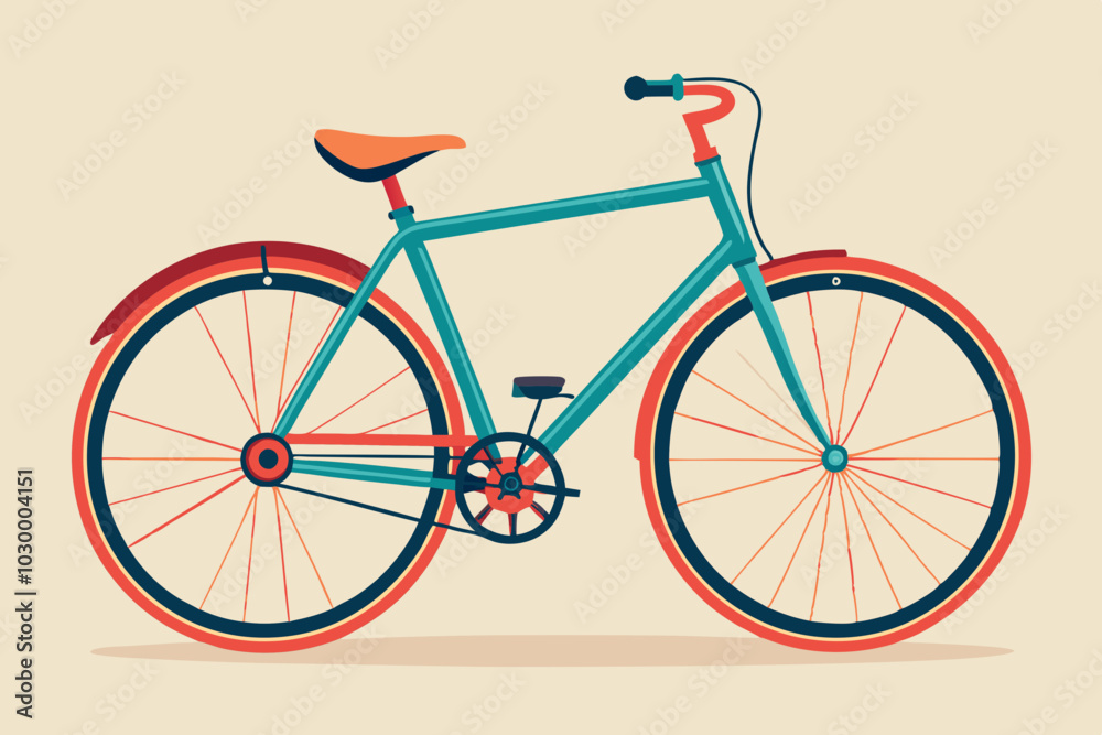 Fototapeta premium Retro Bicycle Vector Illustration with Bold Colors on White Background