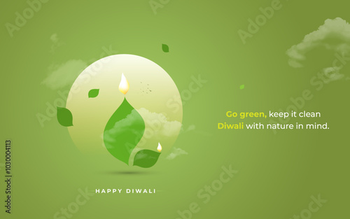 Eco-Friendly, Safe, and Pollution-Free Happy Diwali Greeting Design Template Vector Illustration