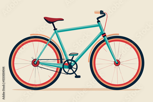 Retro Bicycle Vector Illustration with Bold Colors on White Background photo