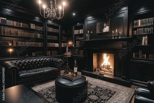 Vintage Library With Leathe...