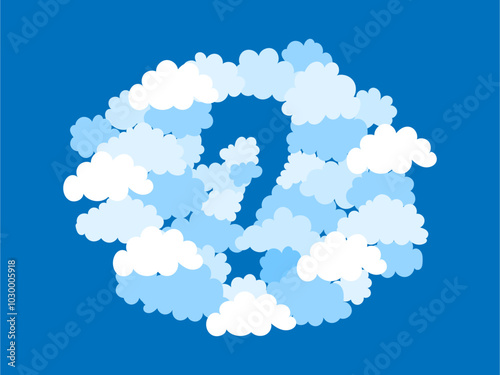 Question mark from clouds in the sky. Flat vector illustration.