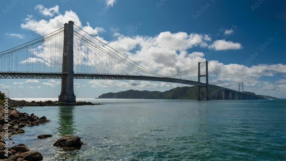 Fototapeta premium suspension bridge over the river