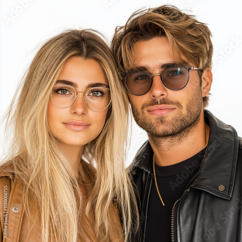 Young Couple Shopping Isolated