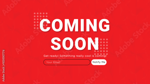 Coming soon template banner design on an abstract red background