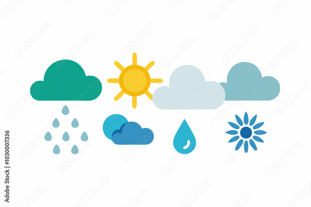 Set of Minimalist Weather Icons with Clean Shapes on White Background Set of Minimalist Weather Icons with Clean Shapes on White Background