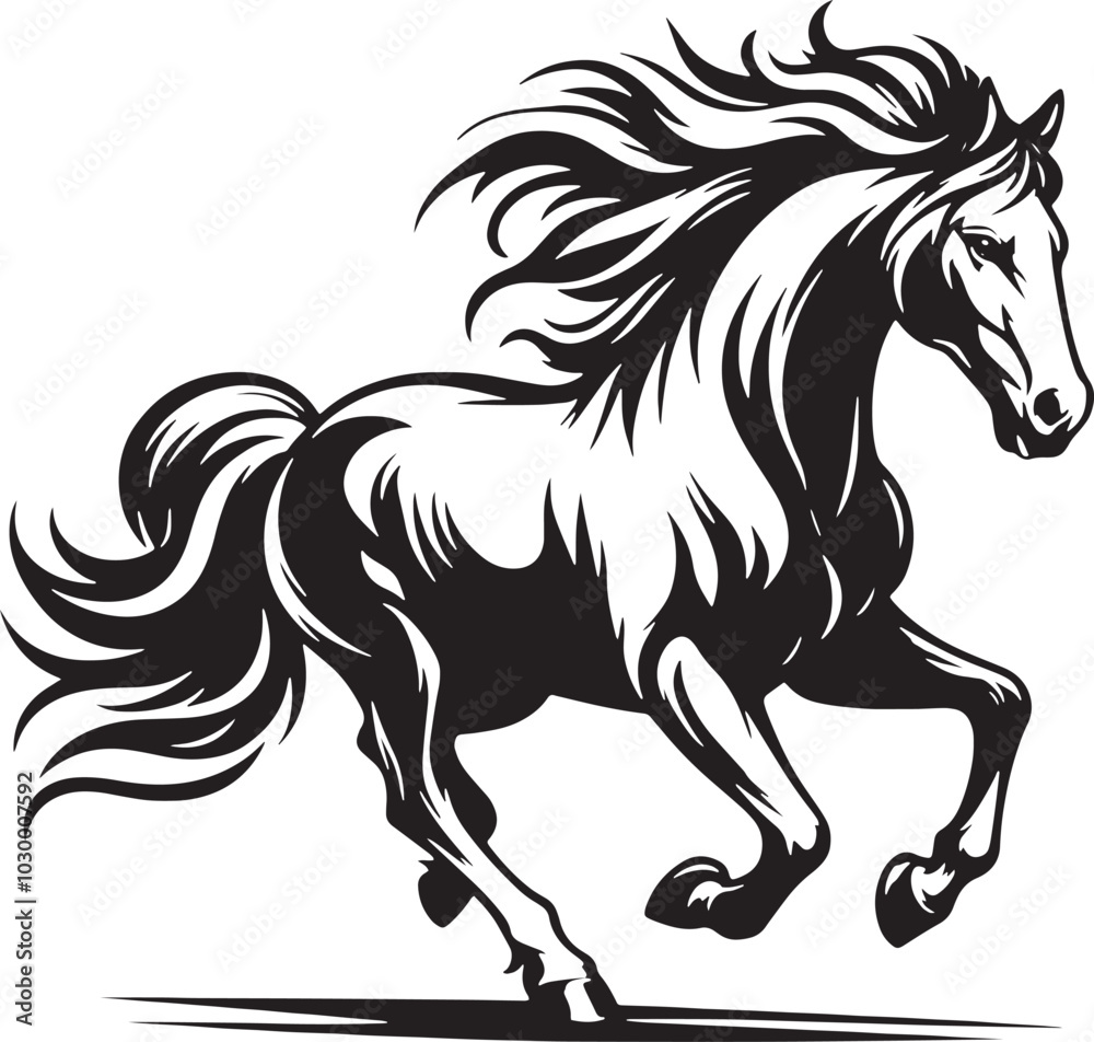 Vector Illustration Of A Horse In Black And White Colors Horse Silhouette Vector Illustration Of A Horse In Black And White Colors Horse Silhouette