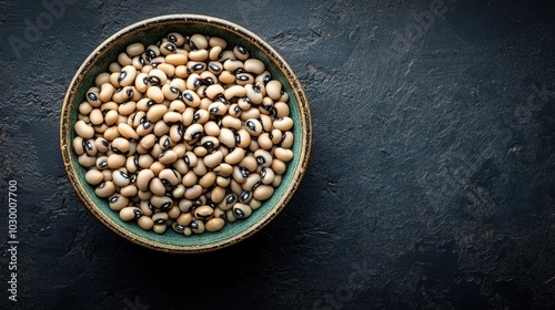 Black-eyed peas in a bowl. Perfect for recipes, blog posts, or food articles.