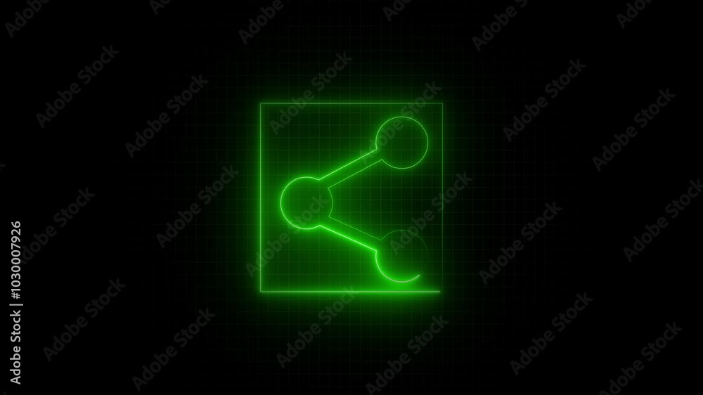 Glowing neon Share icon. Glowing sign logo icon animation. Circle neon share animation Glowing neon Share icon. Glowing sign logo icon animation. Circle neon share animation
