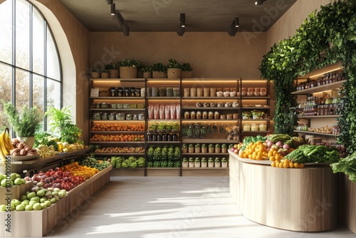 Supermarket for vegan products, AI generated