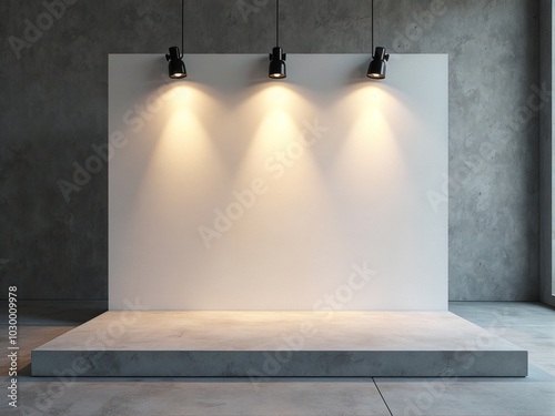 White wall with three lights on it photo