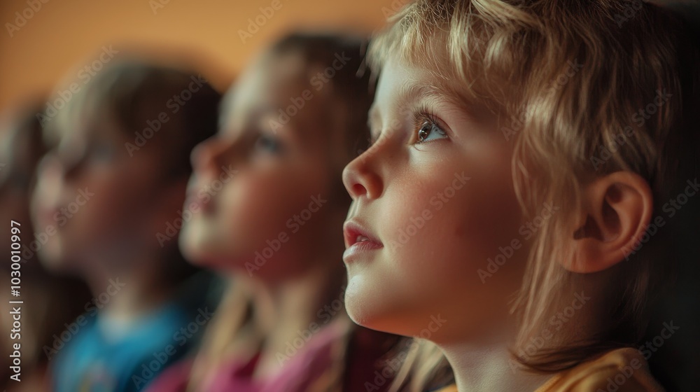 Close-up School Children Participation, kids taking turns at a class presentation, everyone attention focused Close-up School Children Participation, kids taking turns at a class presentation, everyone attention focused