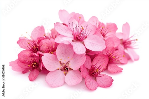 cherry tree flowers on a white isolated background close-up