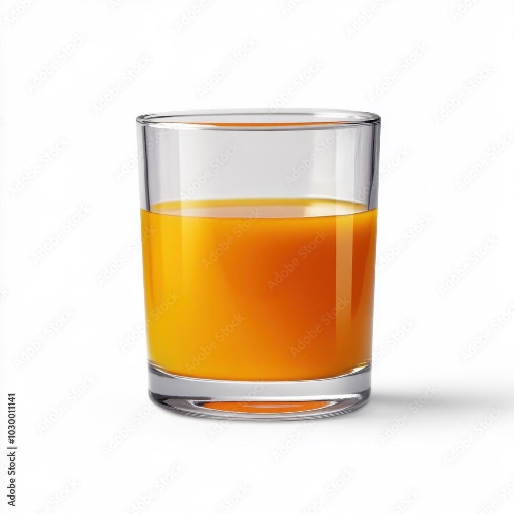 Refreshing glass of orange juice on white background for beverage concept and design use Refreshing glass of orange juice on white background for beverage concept and design use