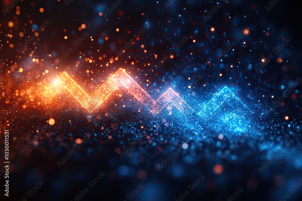 A blue abstract background features arrows and a technology theme for business. A blue abstract background features arrows and a technology theme for business.