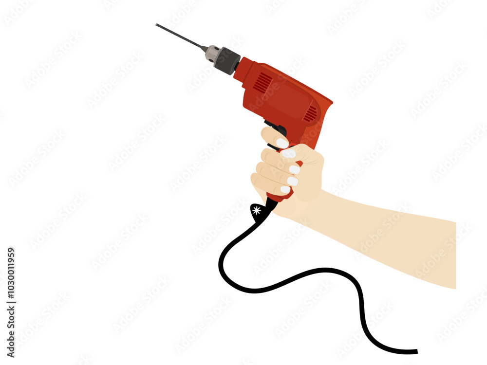 Electric drill on a white background. Electric drill on a white background.