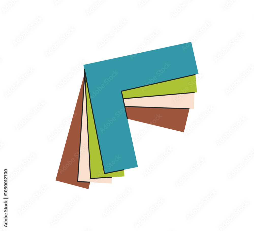 Different types of passepartout. Colorful samples paper for framing. Framing workshop, creative industry. Flat vector illustration of hand-made handicraft isolated on white background.