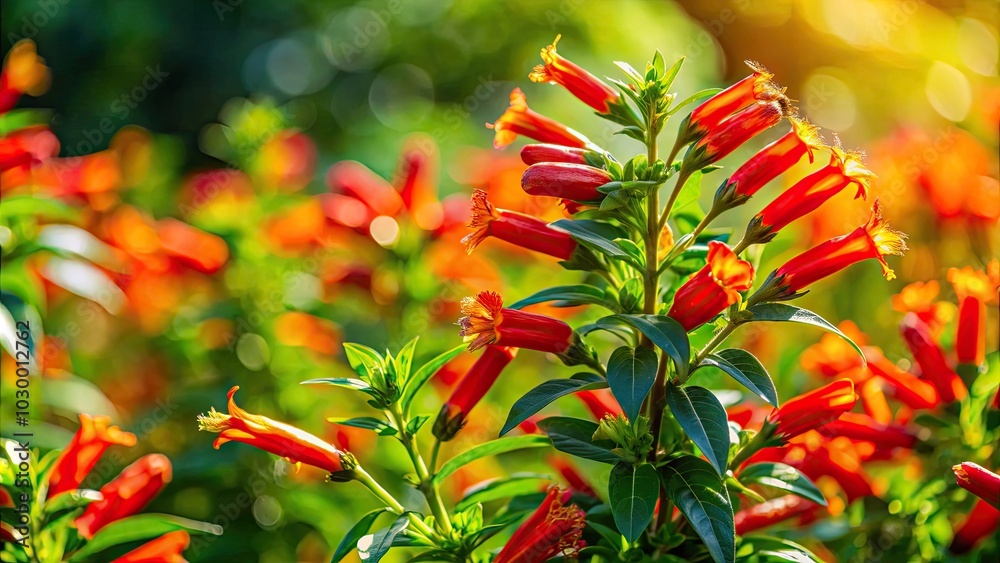 Captivating cigar flowers set against vibrant landscapes, ideal for nature lovers seeking striking photography that highlights the beauty and diversity of the environment.