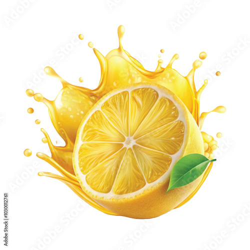 fresh and juicy sliced lemon splash with drops png design