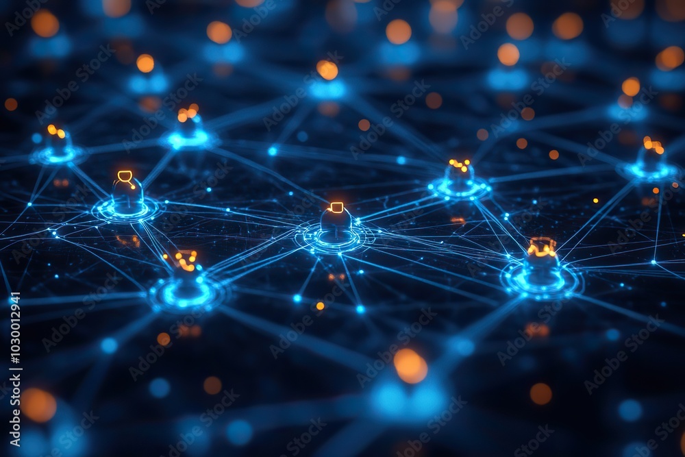 Blue abstract background with digital connections and people icons, emphasizing technology and social media. Blue abstract background with digital connections and people icons, emphasizing technology and social media.