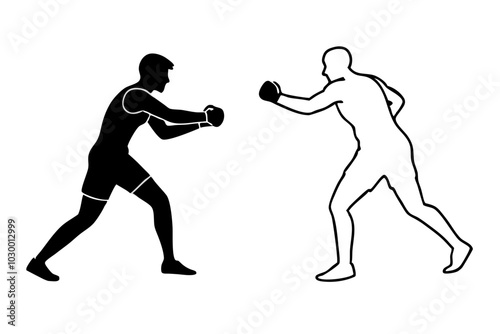 Boxing Match | isolated vector silhouette illustration on white background