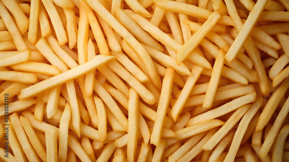 French Fries Background Overhead Shot French Fries Background Overhead Shot