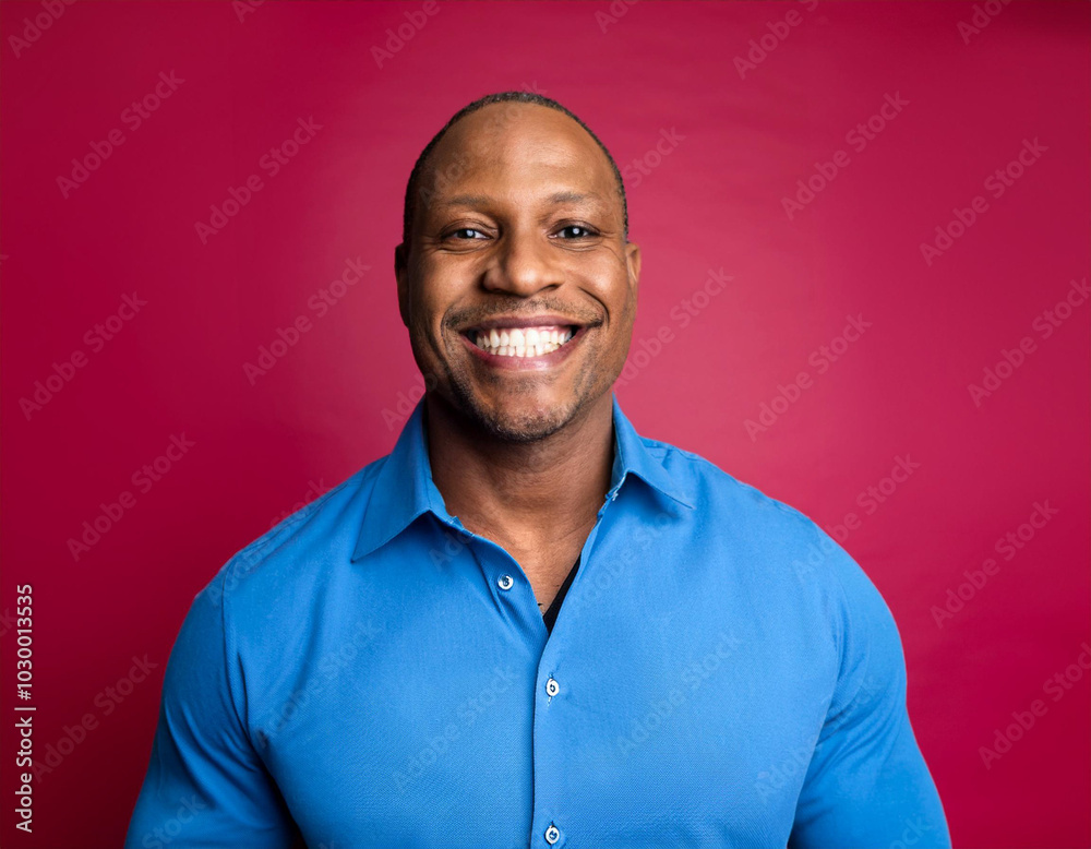 Headshot Portrait of a Smiling Mature Man with Contemporary Style, Isolated on Color Background with Ample Copy Space Headshot Portrait of a Smiling Mature Man with Contemporary Style, Isolated on Color Background with Ample Copy Space