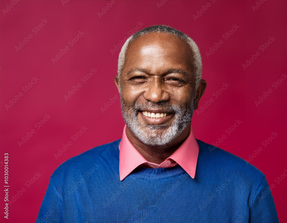 Headshot Portrait of a Smiling Mature Man with Contemporary Style, Isolated on Color Background with Ample Copy Space Headshot Portrait of a Smiling Mature Man with Contemporary Style, Isolated on Color Background with Ample Copy Space