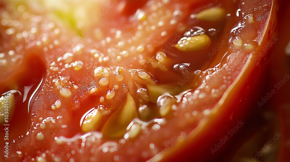 Freshly Cut Juicy Tomato Close-Up Freshly Cut Juicy Tomato Close-Up