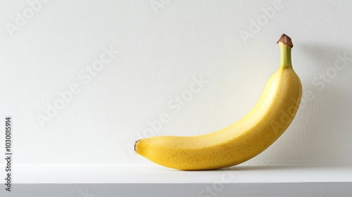 Single Ripe Banana on White Background