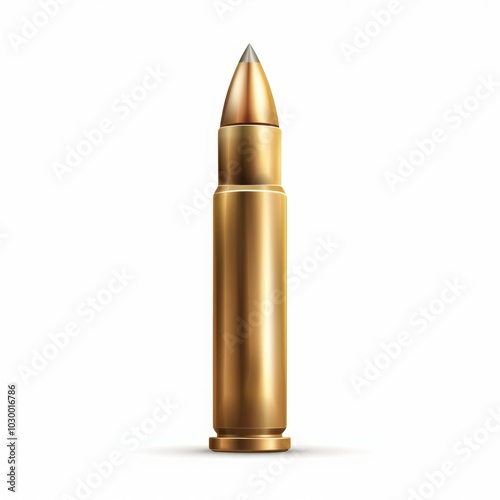 Bullet icon, metal shell symbol, military cartridge, metal gun sleeve, weapon sign, bullets isolated