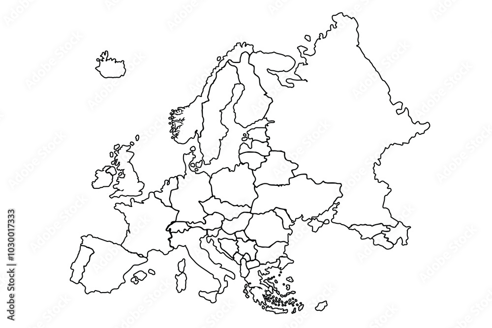 custom made wallpaper toronto digitalEurope map isolated on white background. for website layouts, background.world map outline, linear doodle illustration.