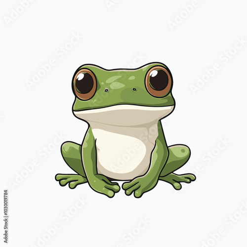 Cute Frog cartoon outline isolated vector illustration photo