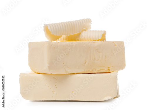 Fresh dairy butter blocks a...