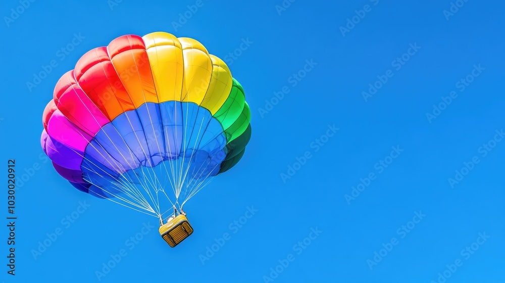 Fototapeta premium Colorful Hot Air Balloon Against Clear Blue Sky