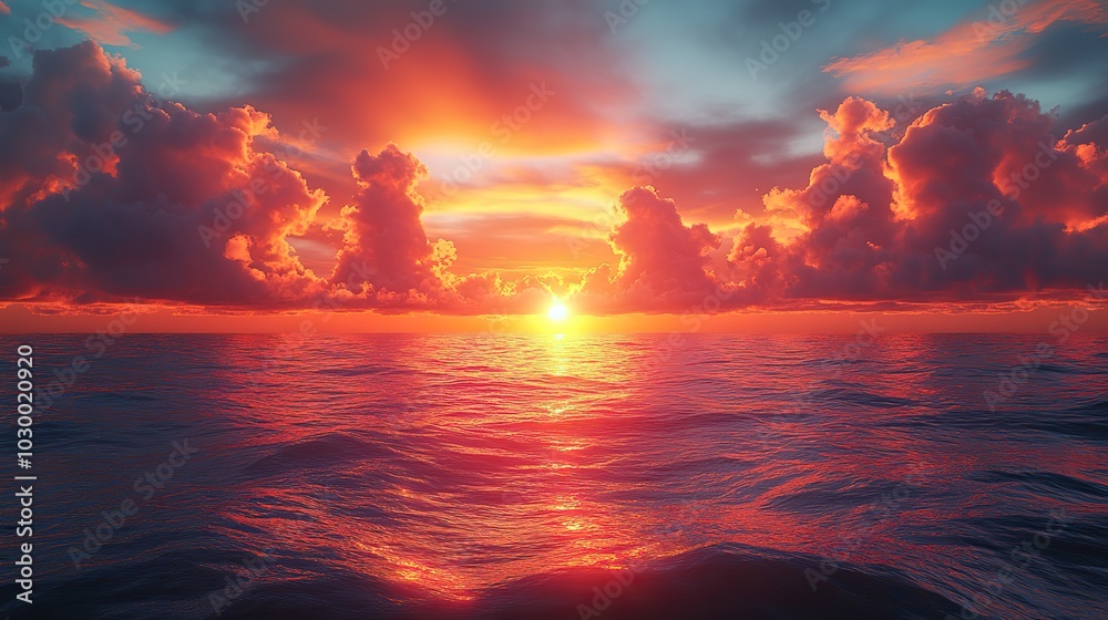 Cloudscape over the sea at sunset with a serene view. Cloudscape over the sea at sunset with a serene view.