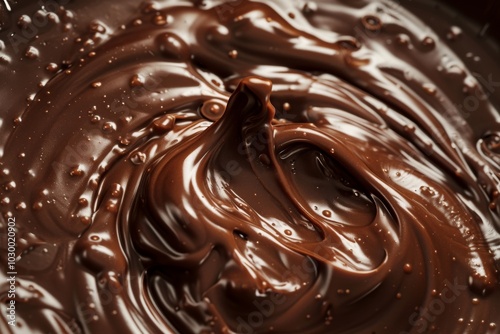 Melted Chocolate Texture, Cocoa Cream Waves, Smooth Chocolate Background, Silky Flowing Sauce