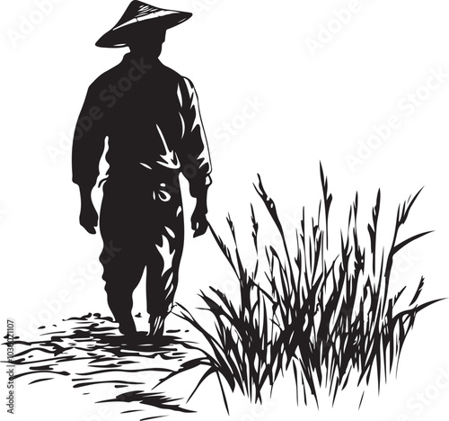 silhouette of a farmer