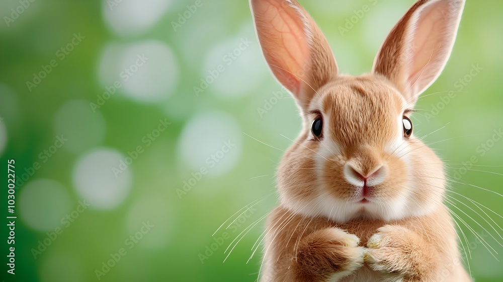 Soft green rabbit sitting on a studio backdrop with complementary color scheme and advanced lighting perfect for Easter themed advertisements Soft green rabbit sitting on a studio backdrop with complementary color scheme and advanced lighting perfect for Easter themed advertisements