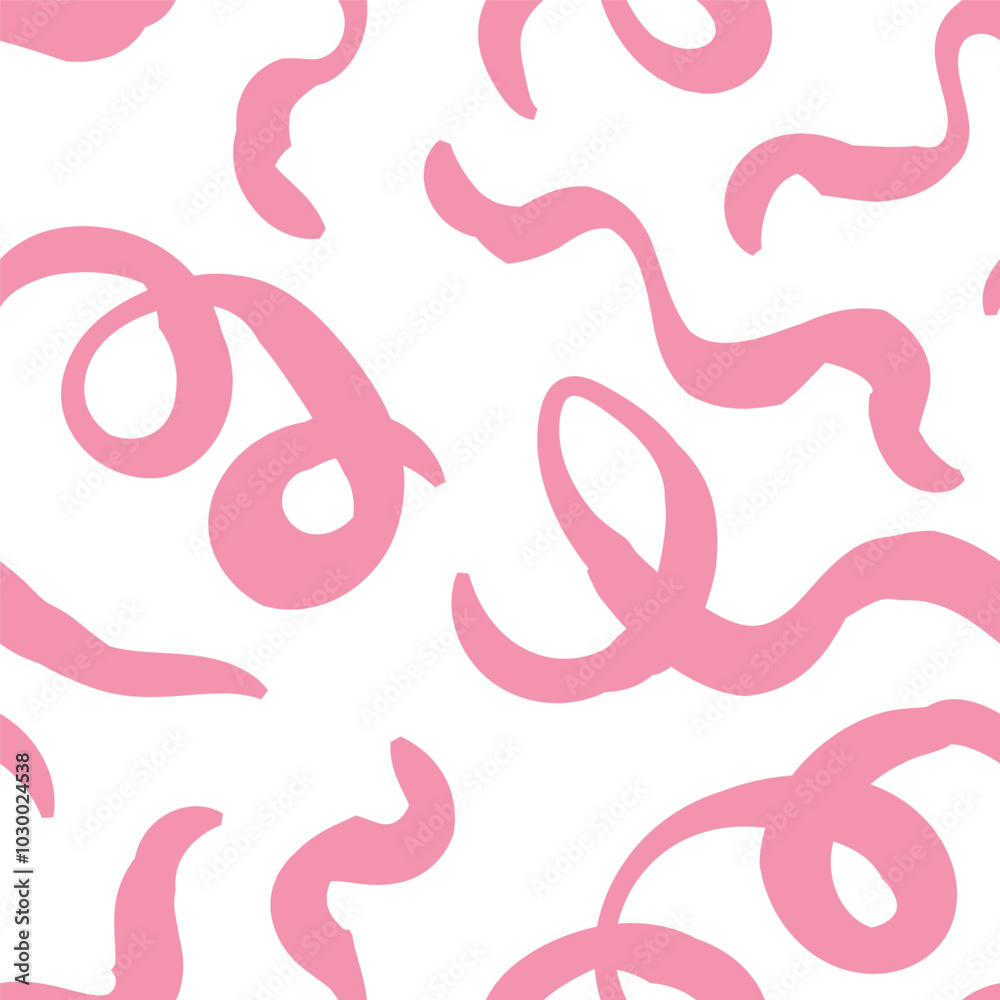 Fototapeta premium Seamless abstract pattern with squiggles and scribbles. Weaved curved lines. Chaotic ink scribbles decorative texture. Messy doodles, wavy