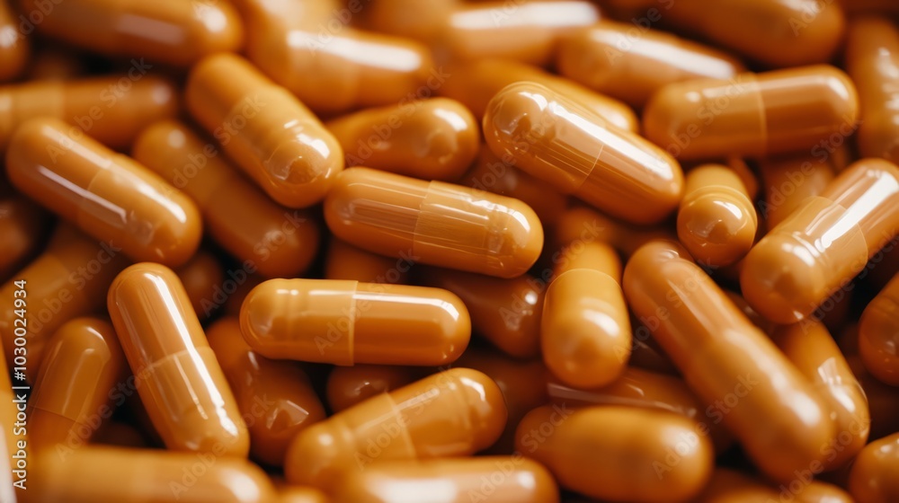 Close-up of Turmeric Capsules: A captivating macro shot of a heap of golden turmeric capsules, highlighting the natural color and texture of the supplement. Perfect for health, wellness. Close-up of Turmeric Capsules: A captivating macro shot of a heap of golden turmeric capsules, highlighting the natural color and texture of the supplement. Perfect for health, wellness.