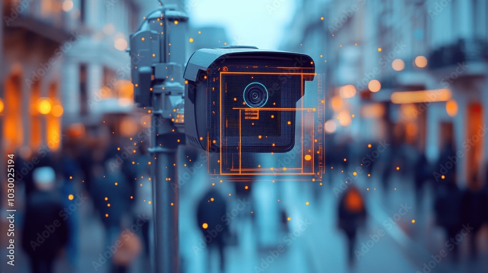 City surveillance camera with computer vision that recognizes objects and faces to identify threats and intelligent traffic control
