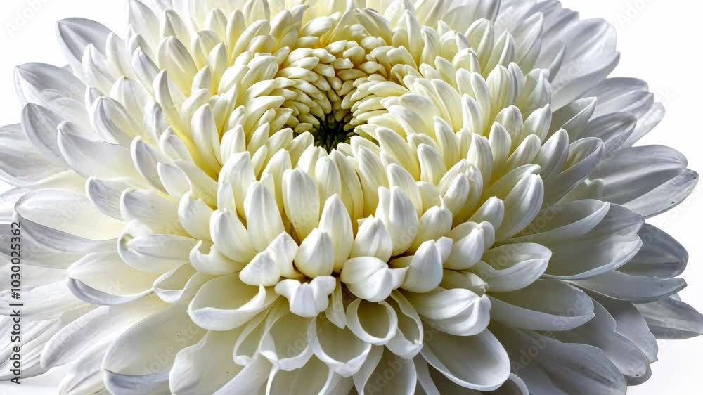 A close-up of a white chrysanthemum, showcasing its delicate petals A close-up of a white chrysanthemum, showcasing its delicate petals