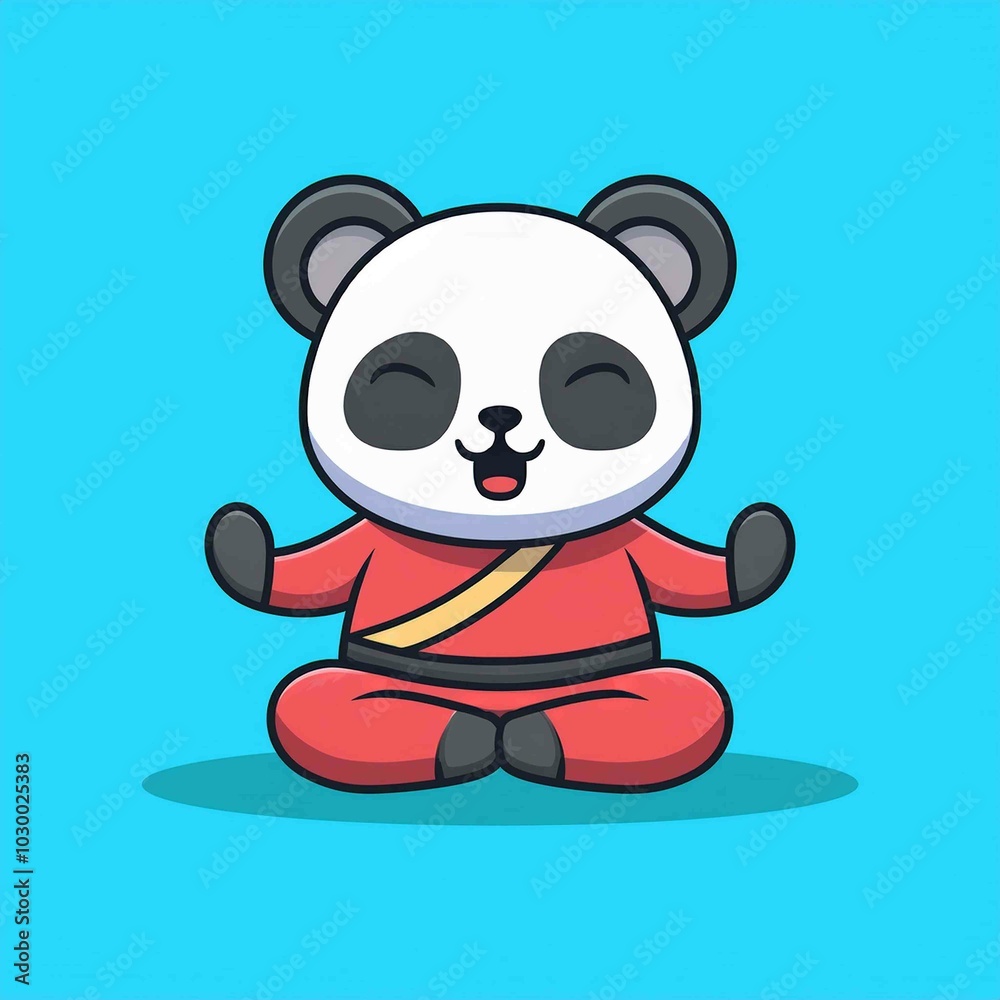Cute Panda Kungfu Meditation Cartoon Vector Cute Panda Kungfu Meditation Cartoon Vector