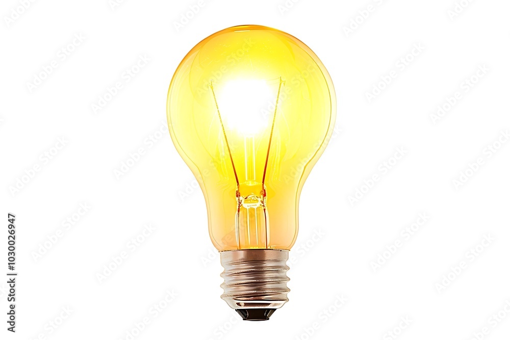 Glowing yellow light bulb isolated on white background. 3d illustration Glowing yellow light bulb isolated on white background. 3d illustration