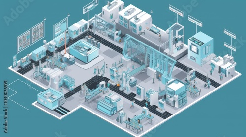 Modern Factory Workspace Vector Illustration