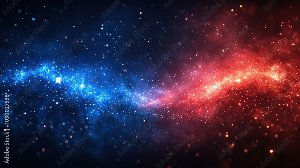 Naklejka premium A political banner in blue and red with stars resembles a U.S. flag design.