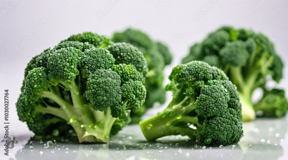 Close up of freshly harvested green broccoli florets Close up of freshly harvested green broccoli florets