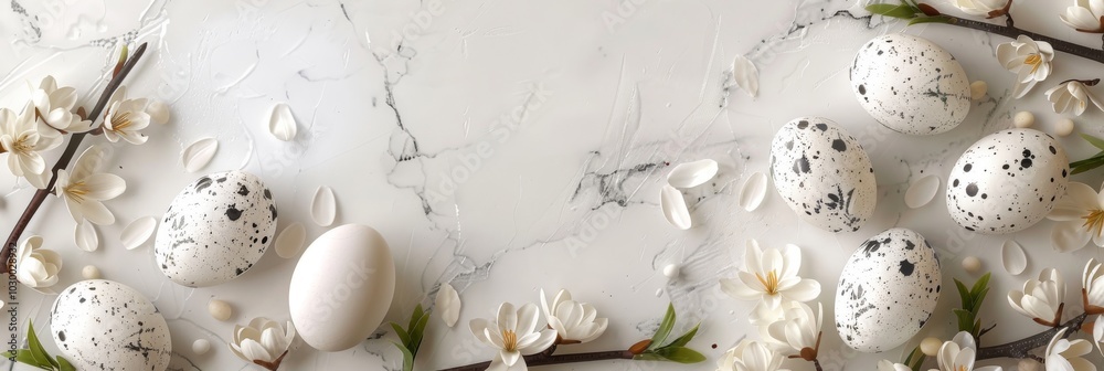 Easter Frame with Eggs and Flowers, White Blank Picture Frame Mockup, Generative AI Illustration Easter Frame with Eggs and Flowers, White Blank Picture Frame Mockup, Generative AI Illustration