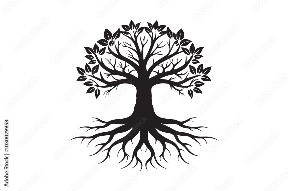 Tree Roots Silhouette Vector Illustration – Perfect for T-Shirt, Hoodie, and Home Decor Designs Tree Roots Silhouette Vector Illustration – Perfect for T-Shirt, Hoodie, and Home Decor Designs